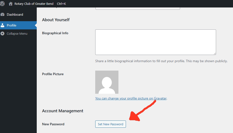 Account management section